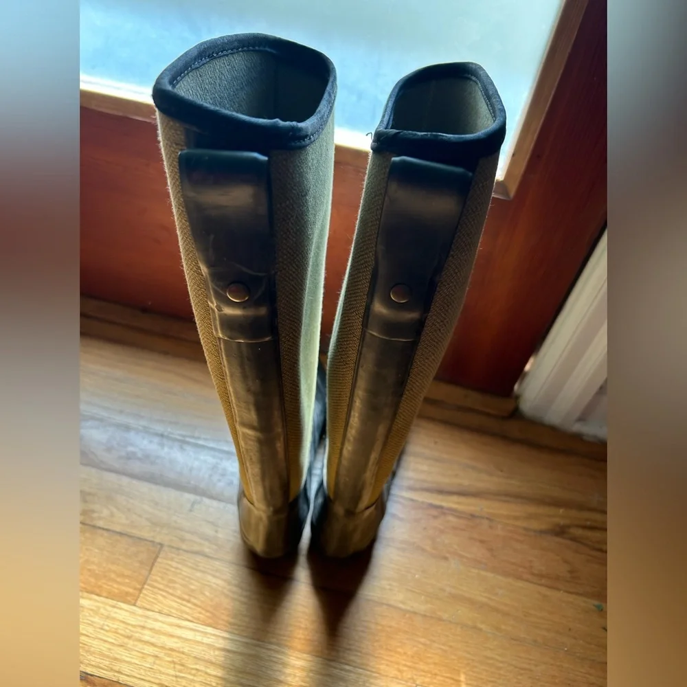 Hunter canvas & rubber green boots 39/7 gently worn RARE MODEL / Vintage 8.5 US - Picture 2 of 7